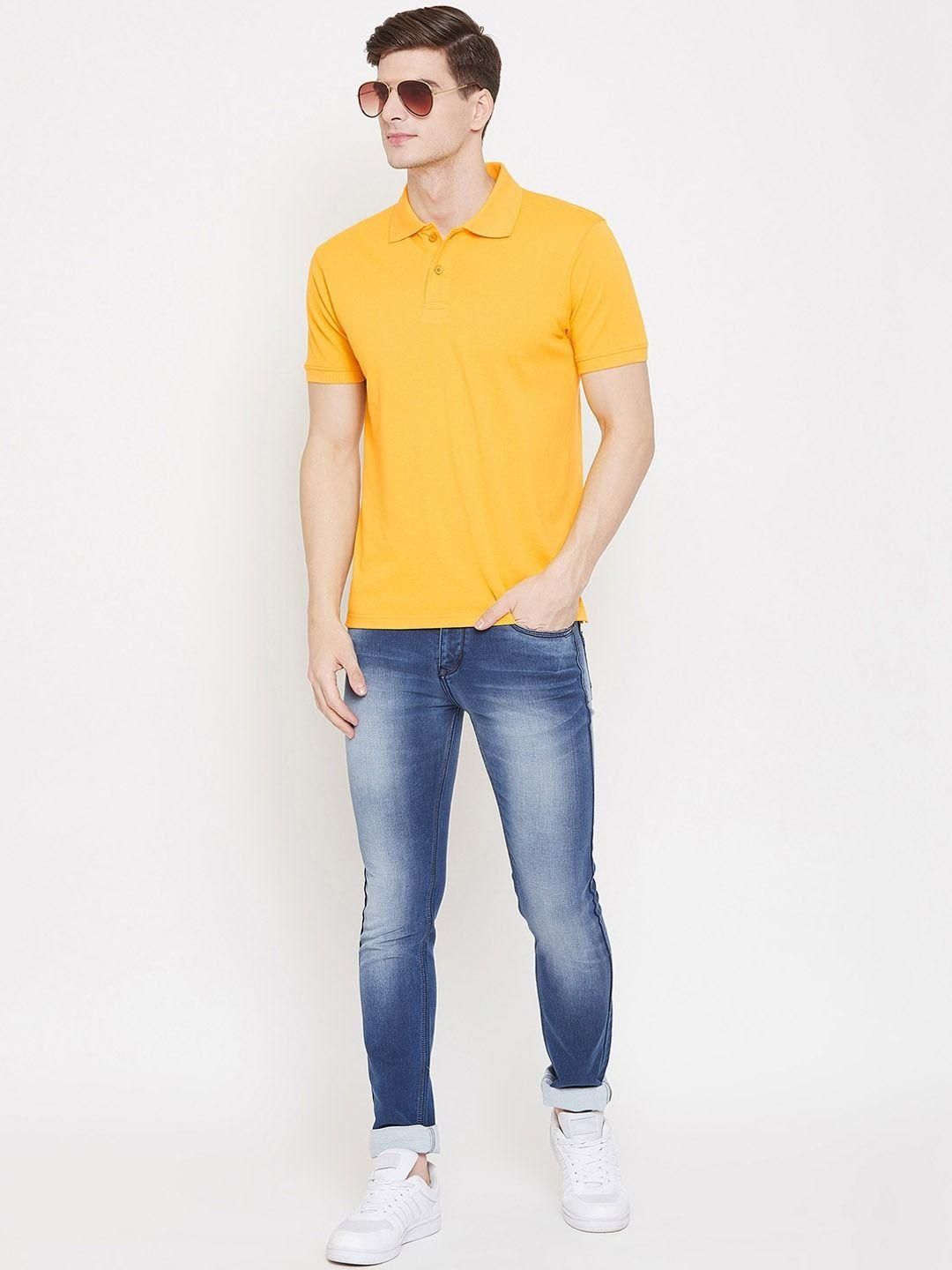 Men's Cotton Blend Solid Polo T-Shirt – Half Sleeves | Yellow (M to XXL)