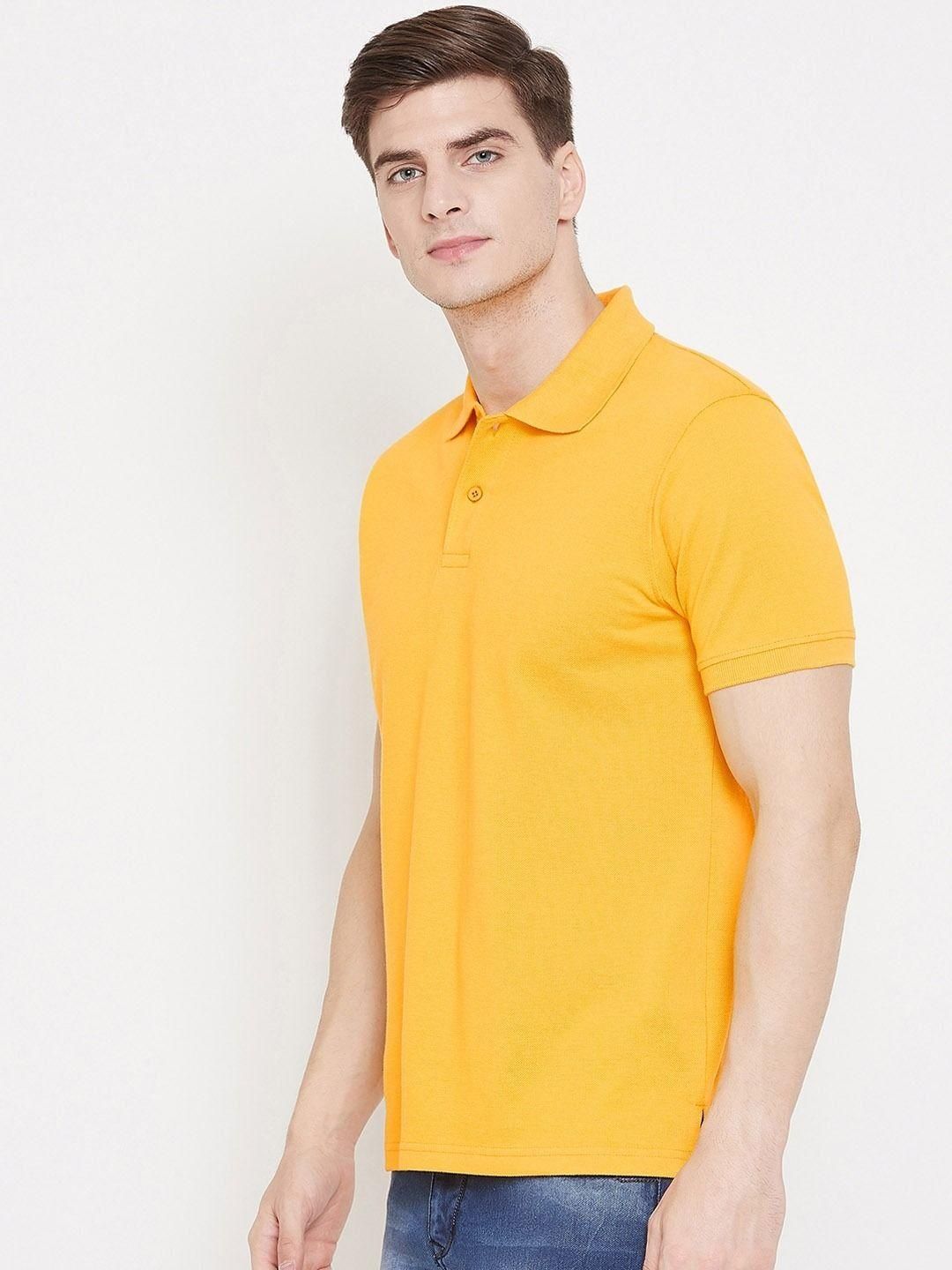 Men's Cotton Blend Solid Polo T-Shirt – Half Sleeves | Yellow (M to XXL)